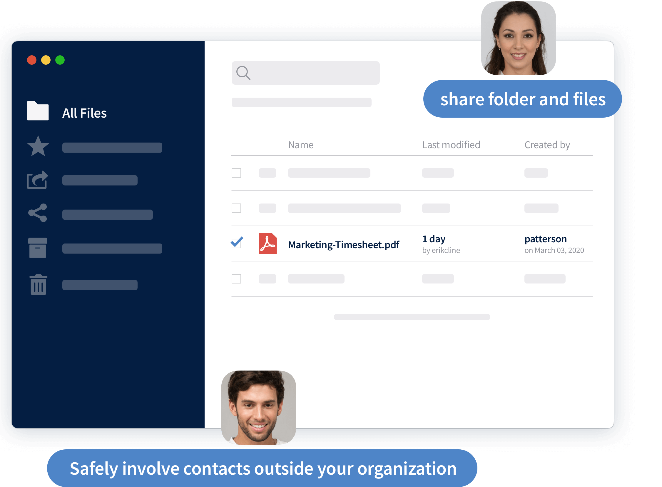 Tela de Spaces com pastas e arquivos